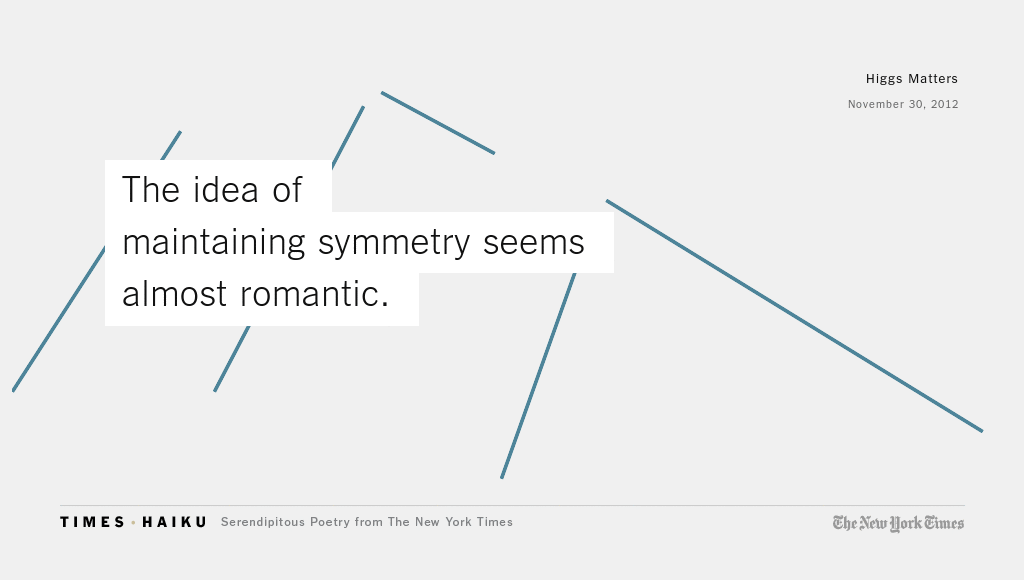A gray rectangle with a haiku in the front and a few abstract lines on the back. The haiku reads \